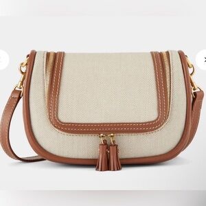 Anya Hindmarch Canvas & Leather Crossbody – Natural/Tan | NWT